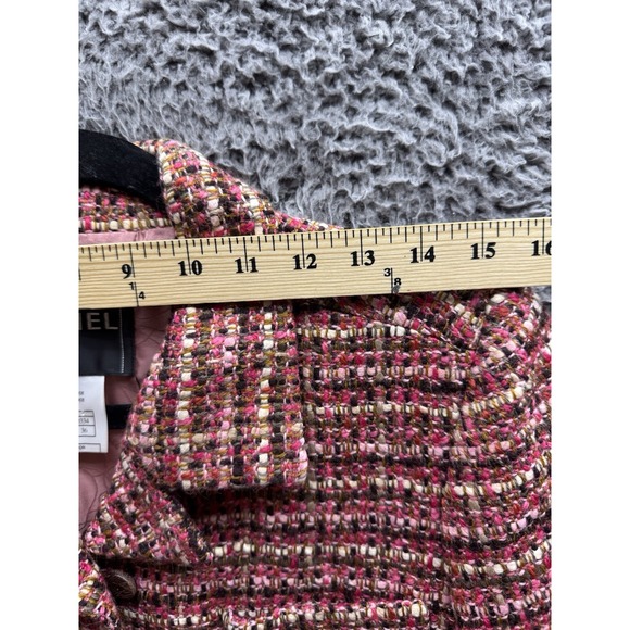 Vintage Chanel‎ 2001 Belted Tweed Midi Coat in Red & Black Size 36 01A - Picture 12 of 16